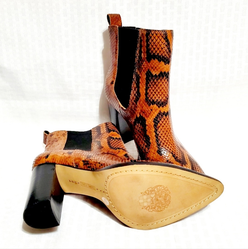 Vince Camuto Ellea Caramel Pull On Pointed Toe Block Heeled Ankle Boots  Size 7M - Picture 6 of 16